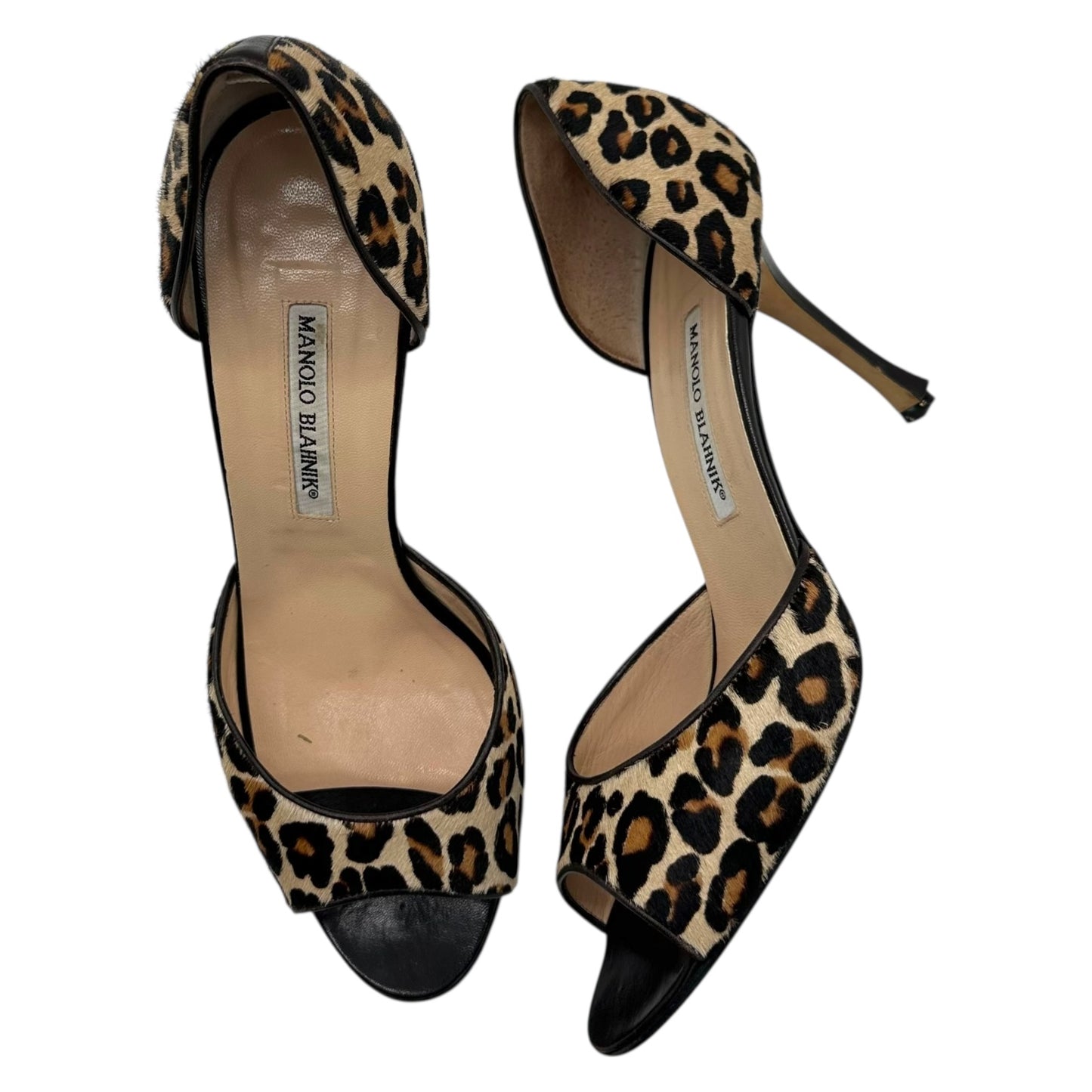 Manolo Blahnik Leopard Print Ponyhair D'Orsay Sandal Heels