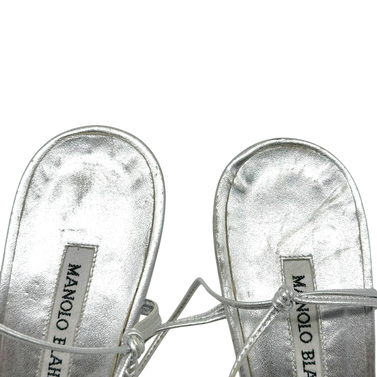 Manolo Blahnik Silver Crystal Pearl Strappy Wrap Heels