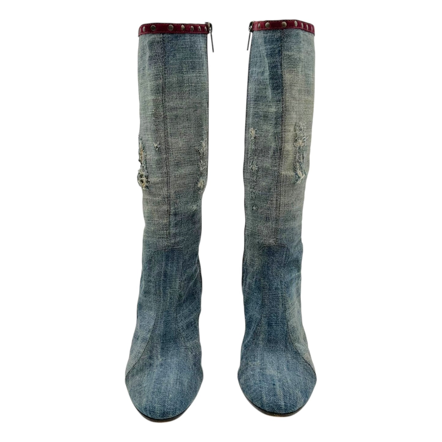 Just Cavalli Roberto Cavalli Denim Studded Heeled Boots