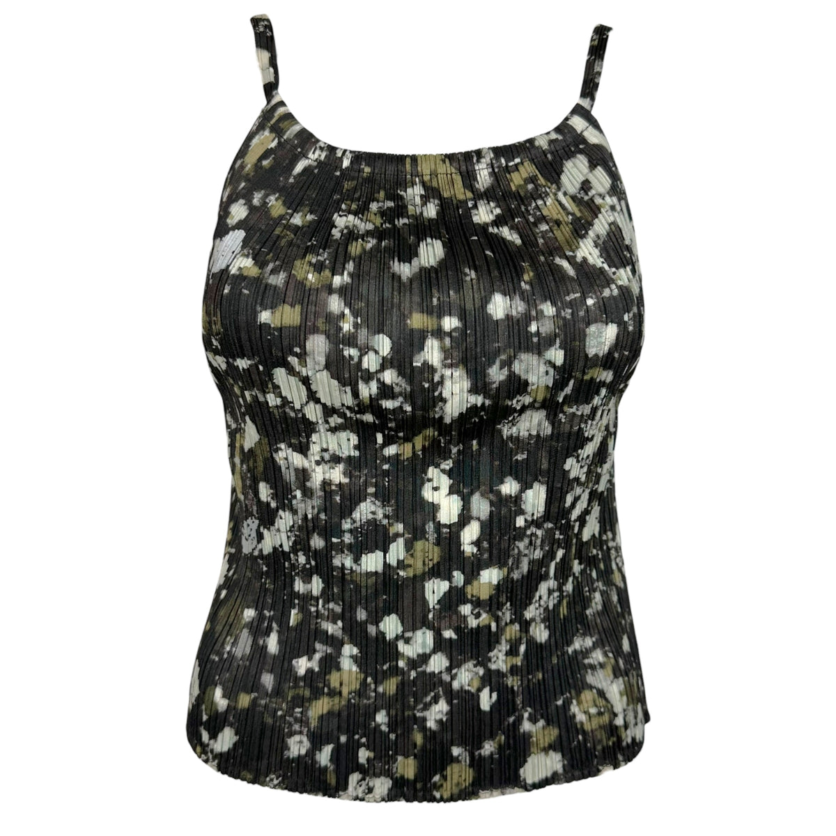 Issey Miyake Pleats Please Dark Green White Printed Cami