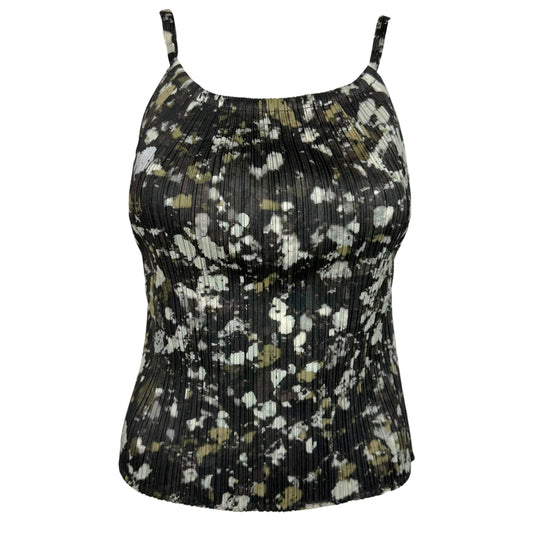 Issey Miyake Pleats Please Dark Green White Printed Cami