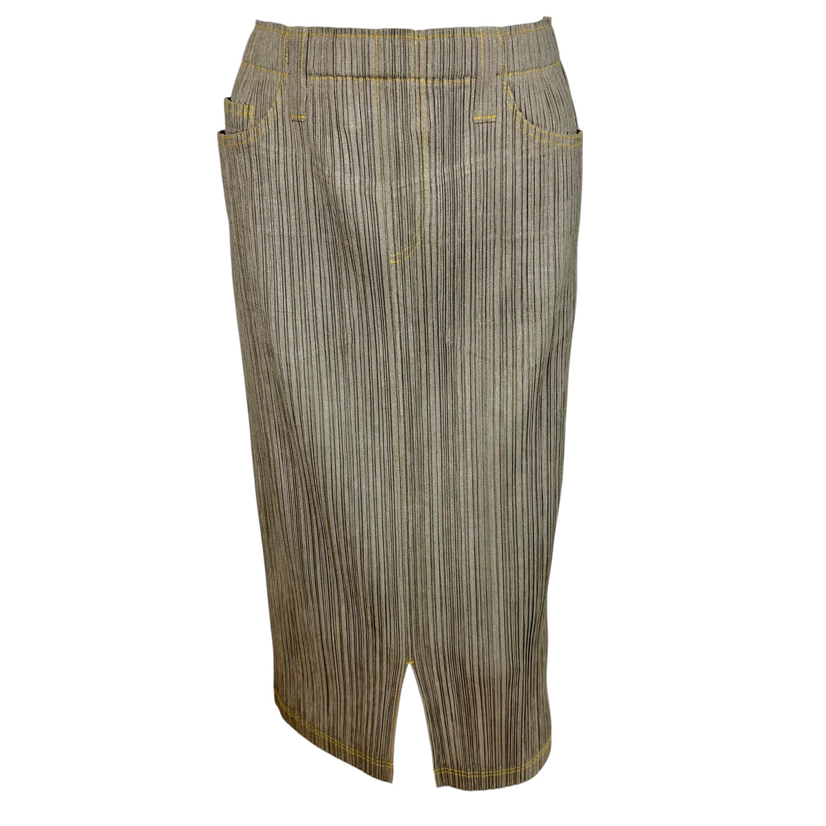 Issey Miyake Midi Skirt Gray Denim Print Size 3
