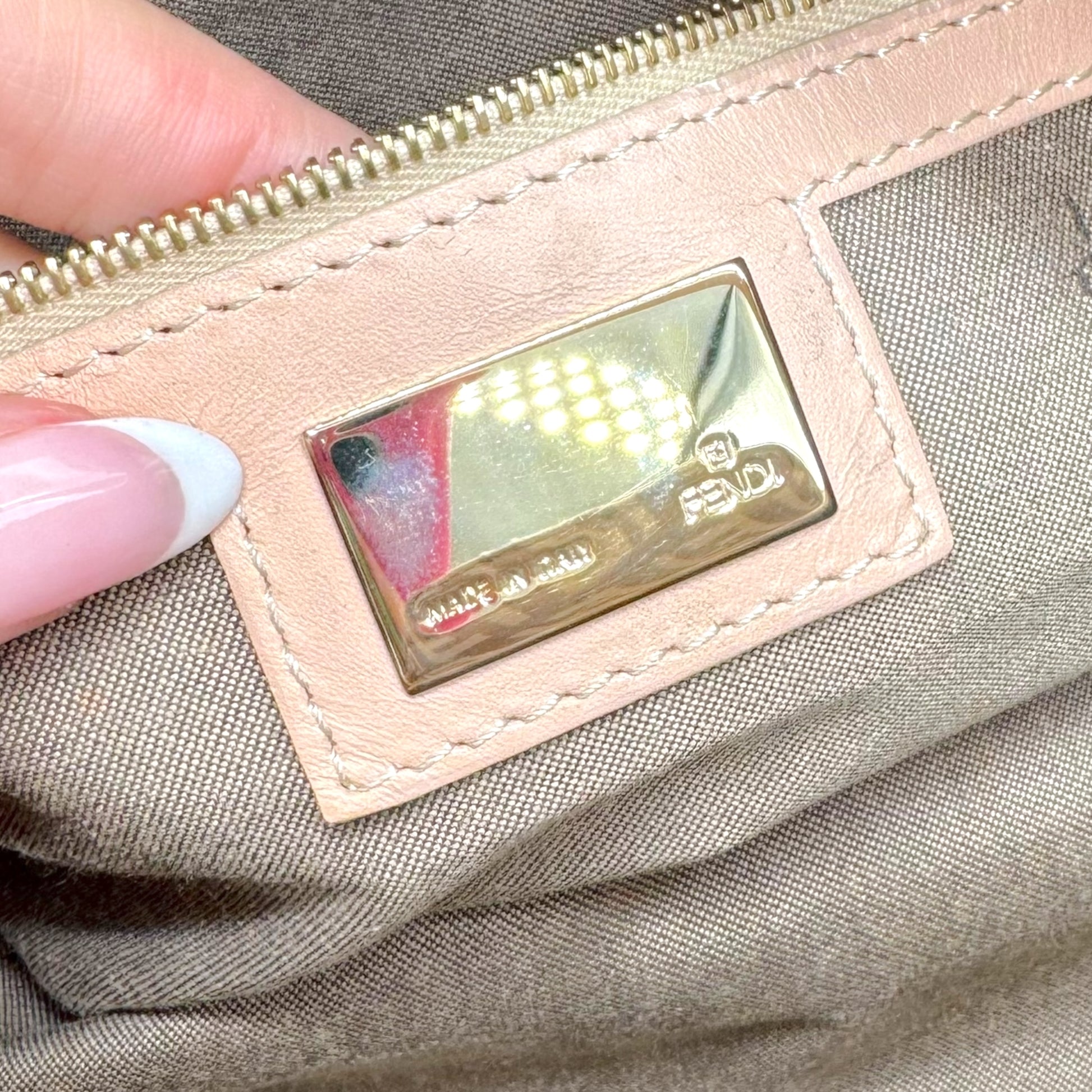 Fendi Pink Zucchino Monogram Fold-Over Baguette Bag - Outfit Repeater