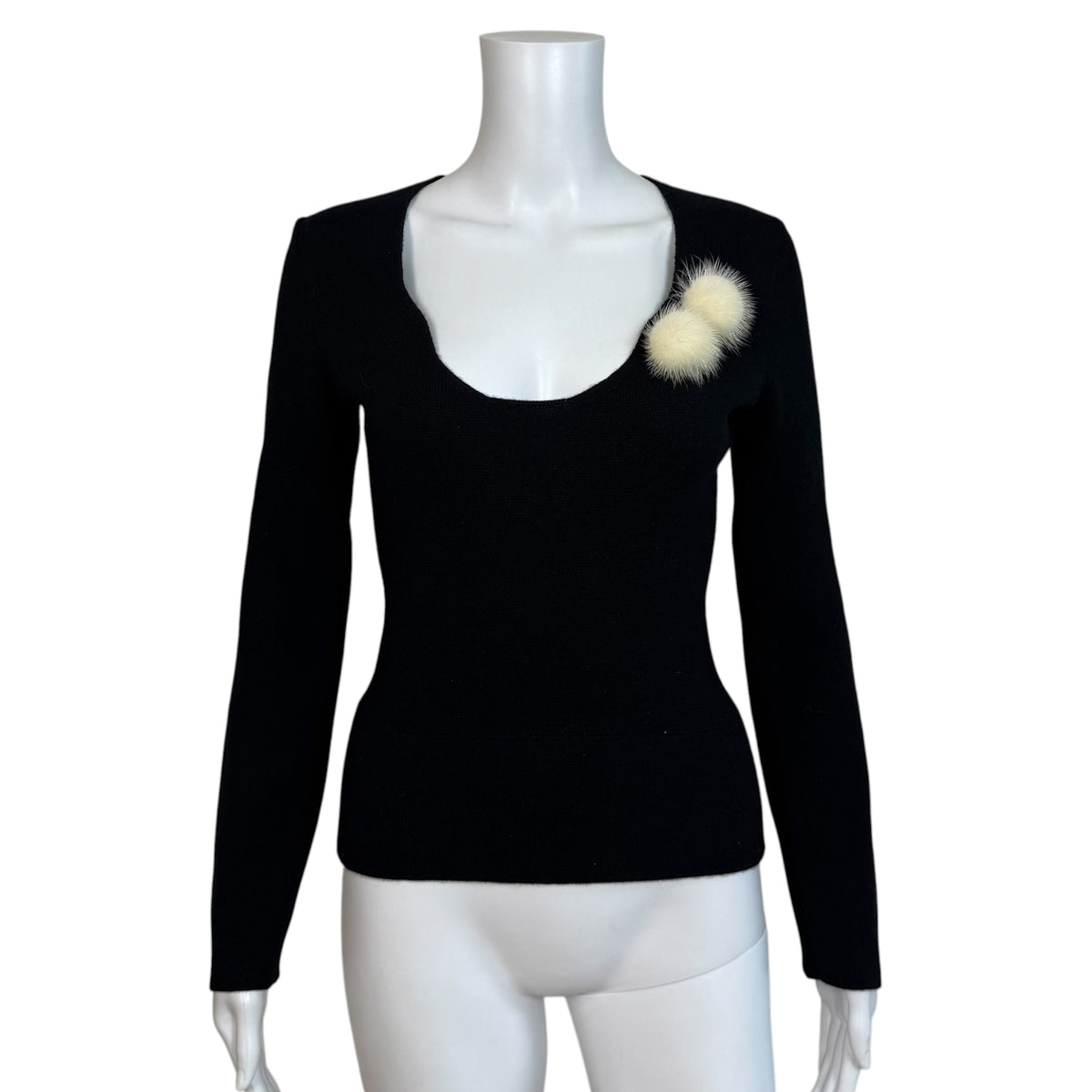 Louis Vuitton Black Cashmere & White Mink Sweater