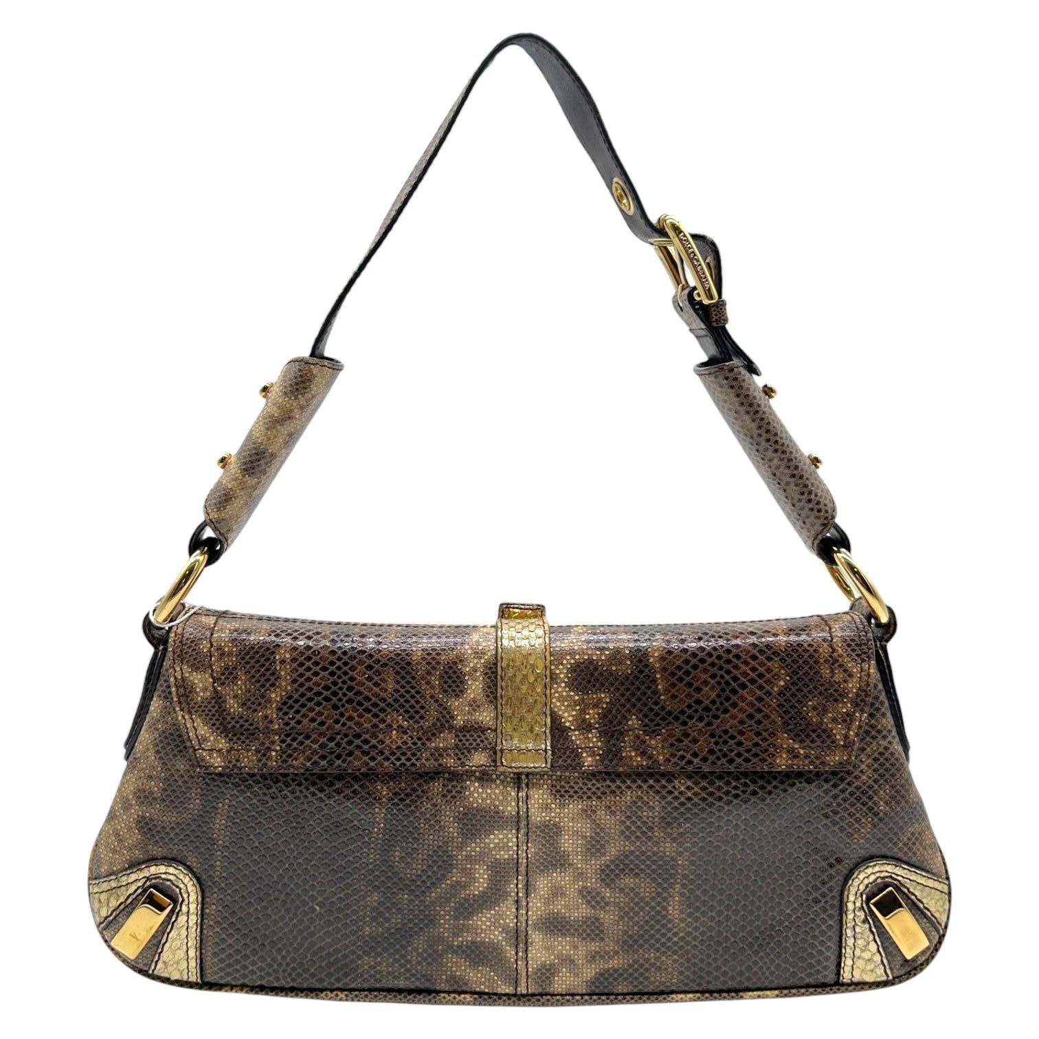 Dolce & Gabbana Brown Lizard Skin Shoulder Bag - Outfit Repeater