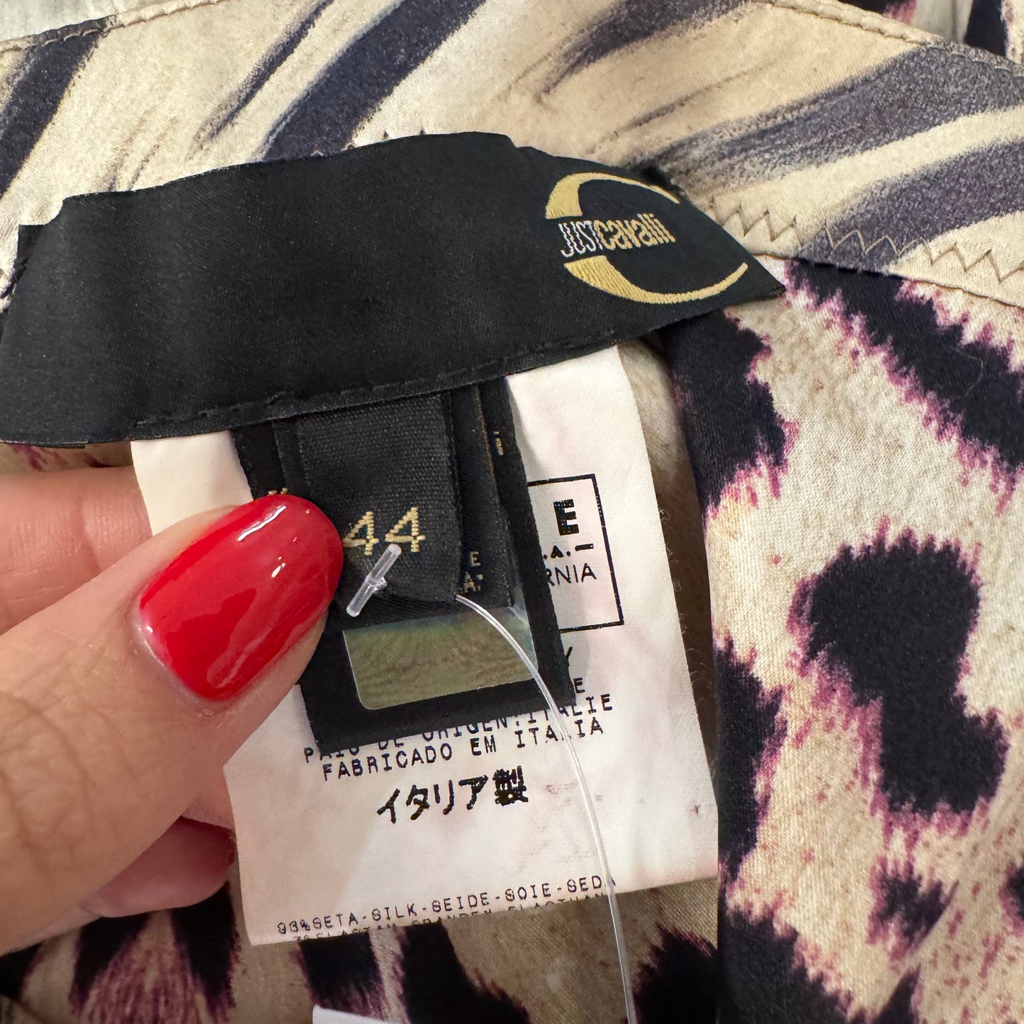 Just Cavalli Roberto Cavalli Ivory & Multicolor Leopard Silk Maxi Skirt