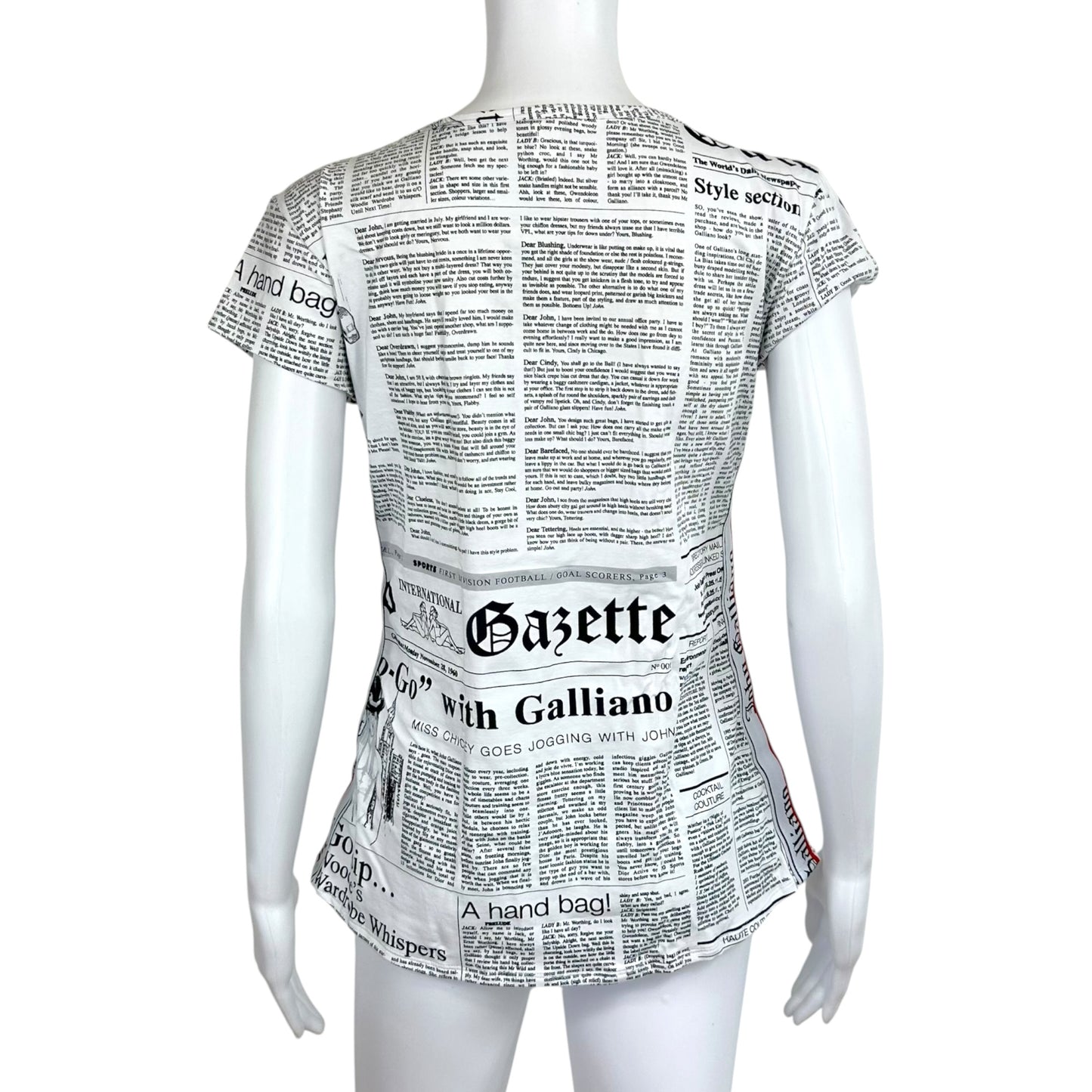 John Galliano White & Black Gazette Newsprint T-Shirt