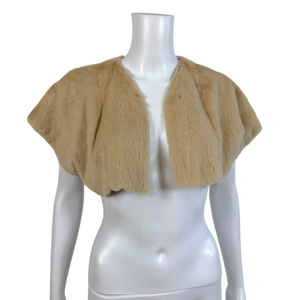 Dolce & Gabbana Cropped Bolero Vest Beige Weasel Fur