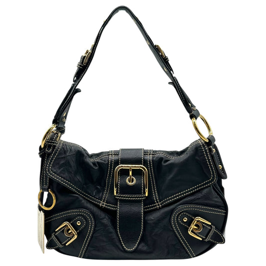 Dolce & Gabbana Black Leather & Gold Buckle Shoulder Bag - Outfit Repeater