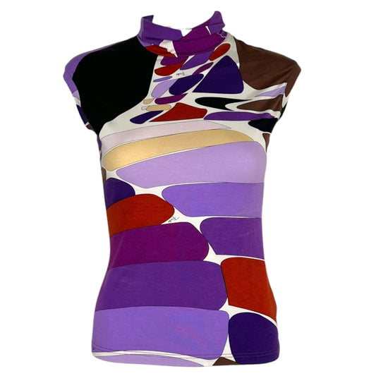 Emilio Pucci Purple Printed Mock Neck T-Shirt