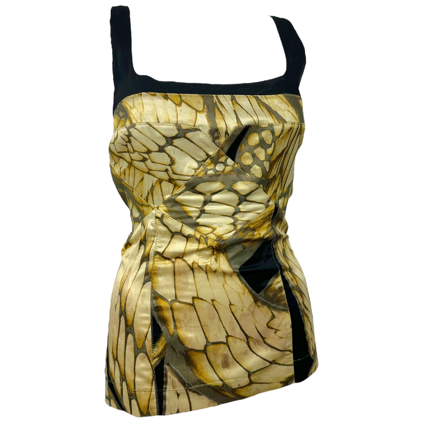 Just Cavalli Roberto Cavalli Yellow & Black Scale Print Bustier