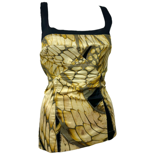 Just Cavalli Roberto Cavalli Yellow & Black Scale Print Bustier