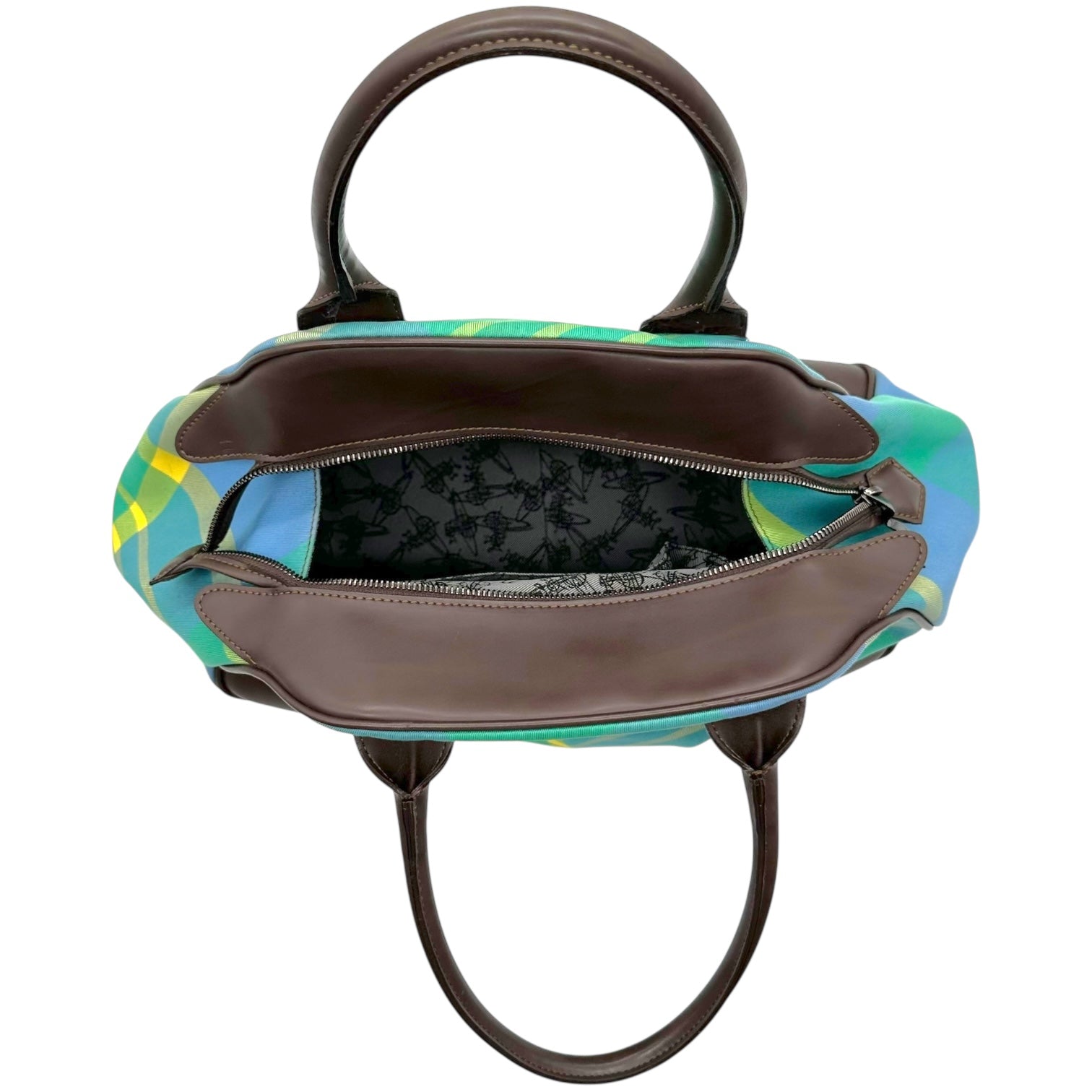 Vivienne Westwood Blue & Green Plaid XL Bowler Bag - Outfit Repeater