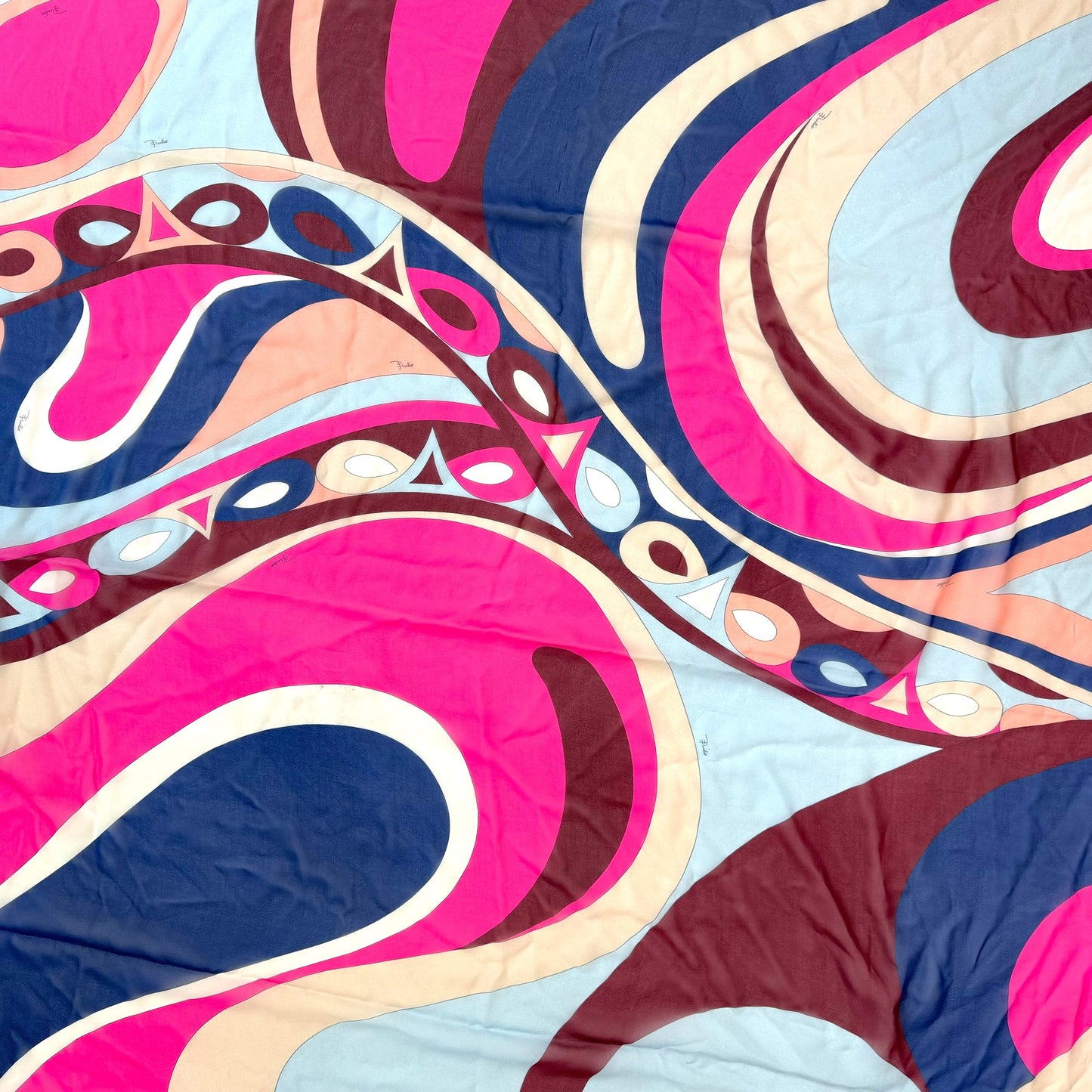 Emilio Pucci Pink & Blue Sheer Printed XL Silk Square Scarf