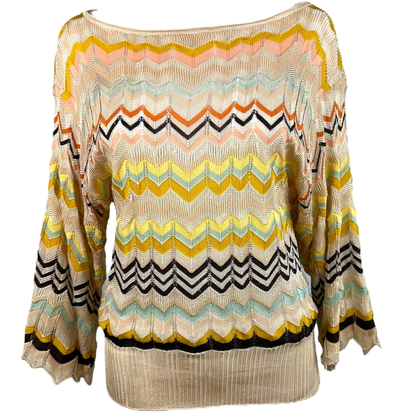 M Missoni Multicolor Chevorn Knit 3/4 Sleeve Top - Outfit Repeater