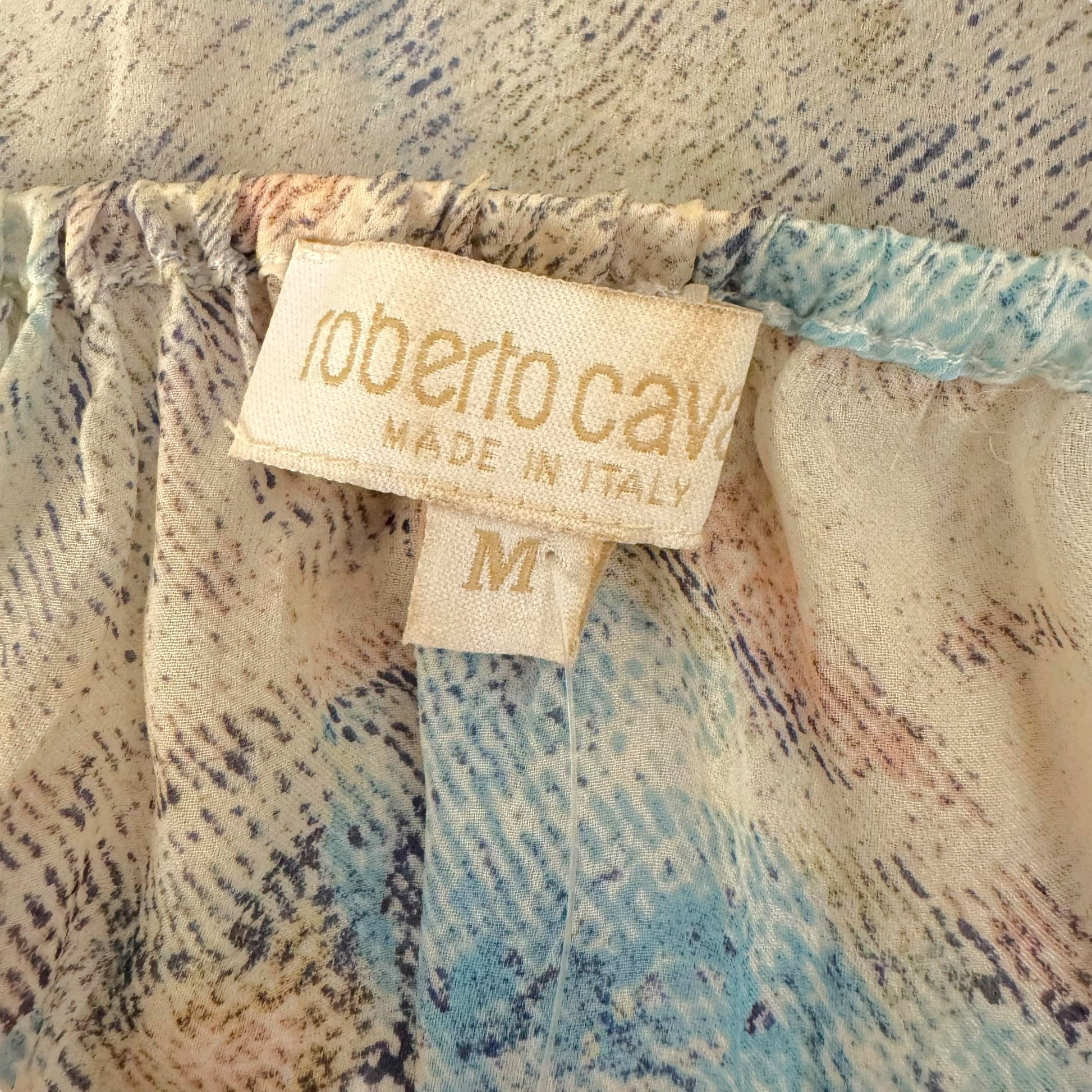 Roberto Cavalli 90' Printed Silk Blouse w/ Leather Tie - Outfit Repeater