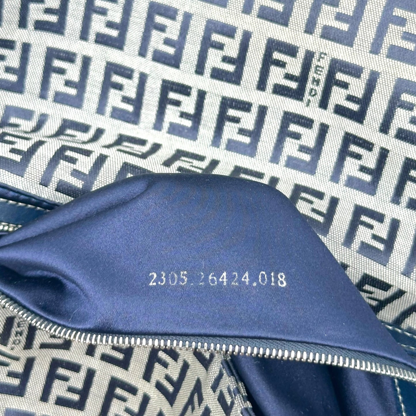 Fendi Navy Blue Zucchino Monogram Baguette Bag