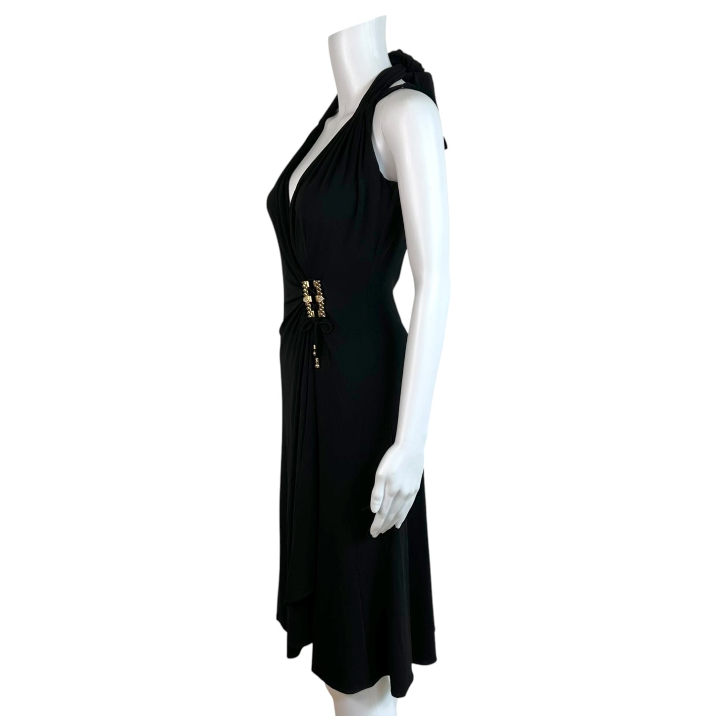 Roberto Cavalli Black Gold Crystal Embellished Mini Dress