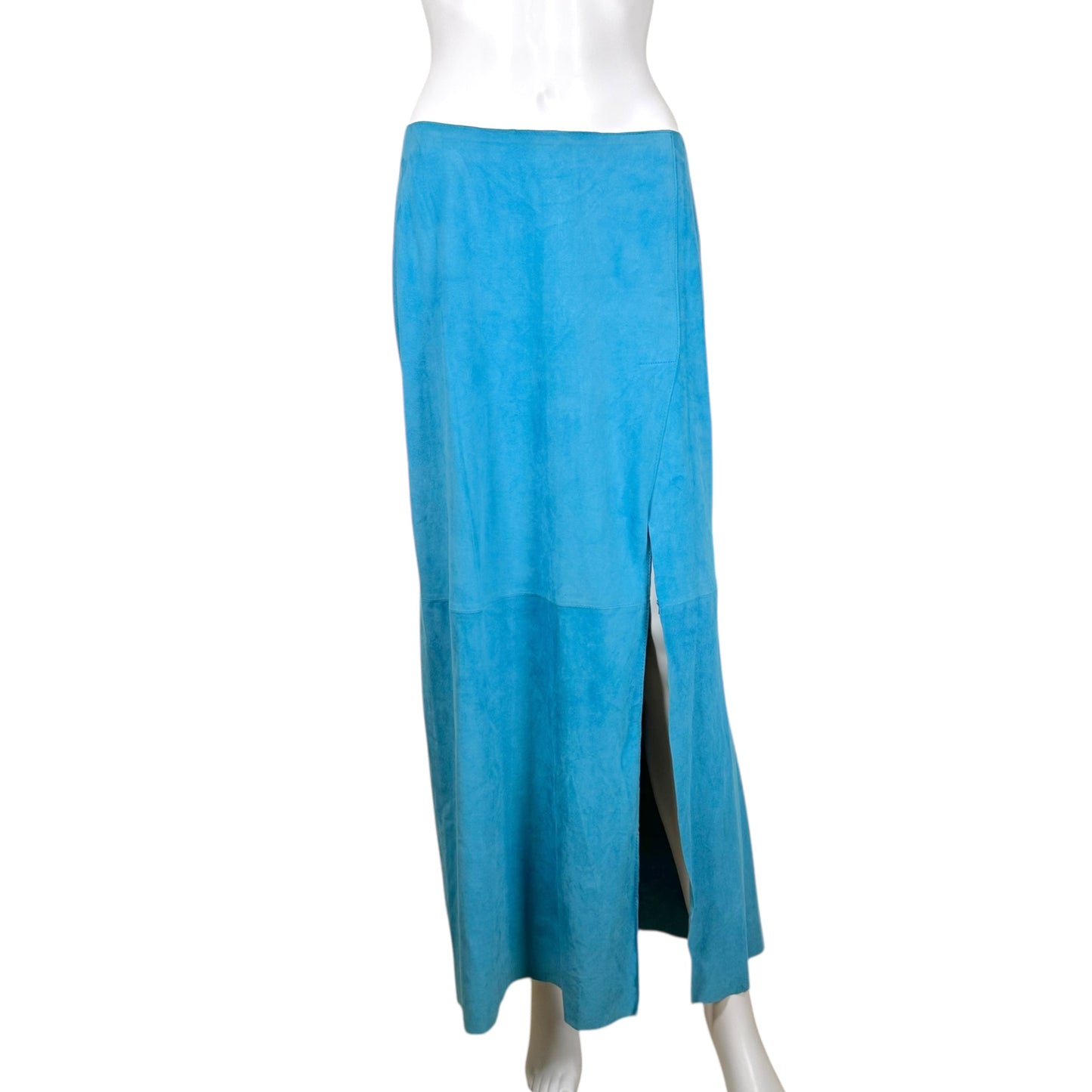Dolce & Gabbana Turquoise Blue Suede Maxi Skirt