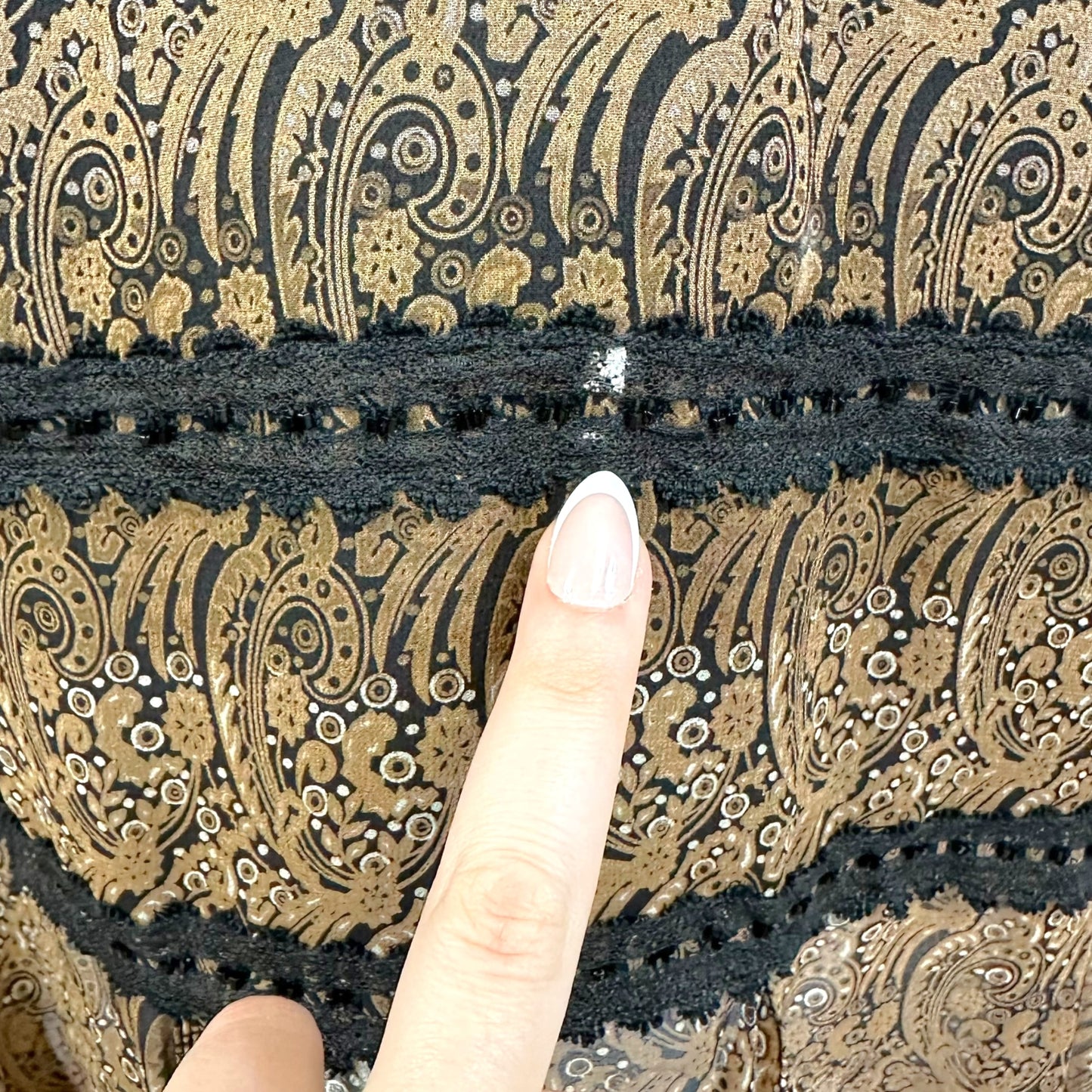 Bob Mackie Brown & Black Paisley Print Beaded Silk Midi Dress & Scarf Set