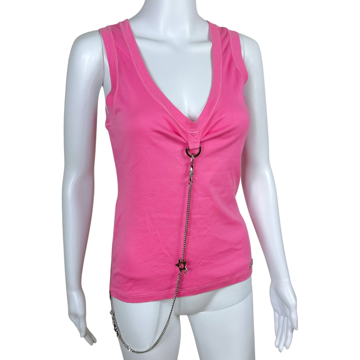 Christian Dior S/S 2004 Hardcore Pink Chain Embellished Tank