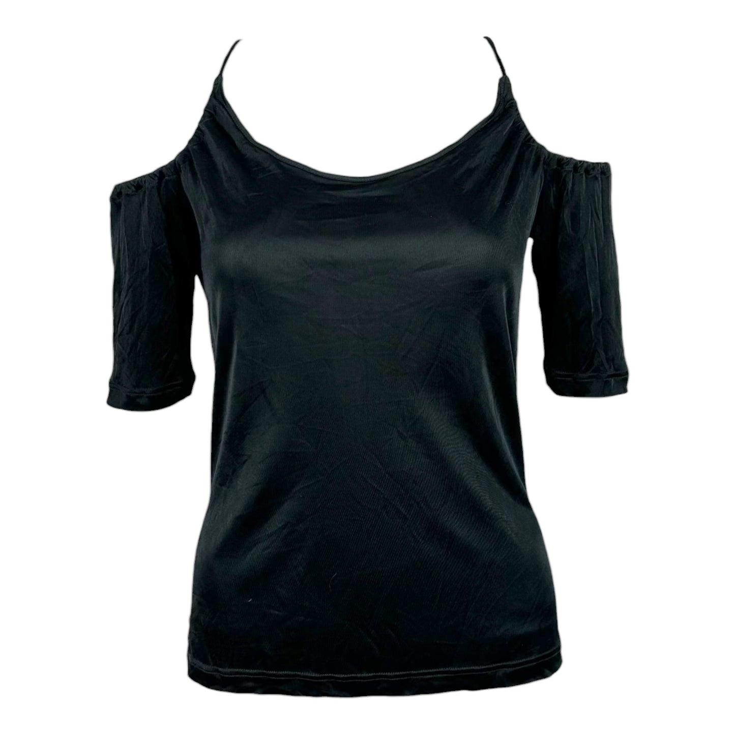Givenchy Black Cold Shoulder Tie Strap 1/2 Sleeve Blouse