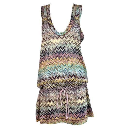 Missoni Mare Multicolor Pastel Chevron Knit Cinch Waist Mini Dress