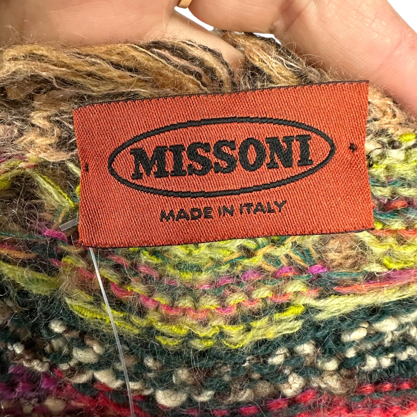 Missoni Pink & Green Multicolor Wool Knit Penny-Lane Style Cardigan