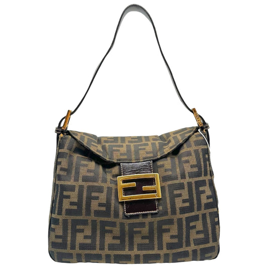 Fendi Brown Zucca Monogram Fold-Over Baguette Bag