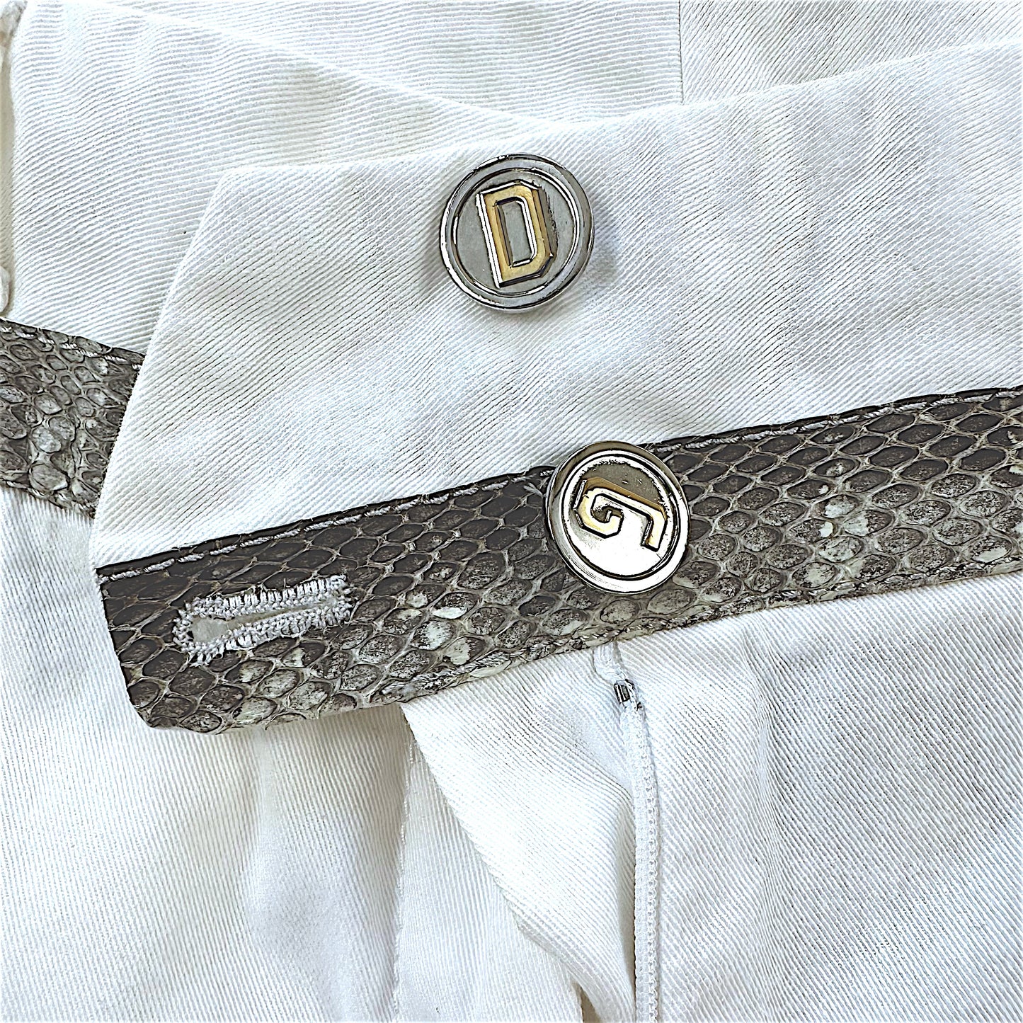 Dolce & Gabbana Snakeskin Trim White Pants
