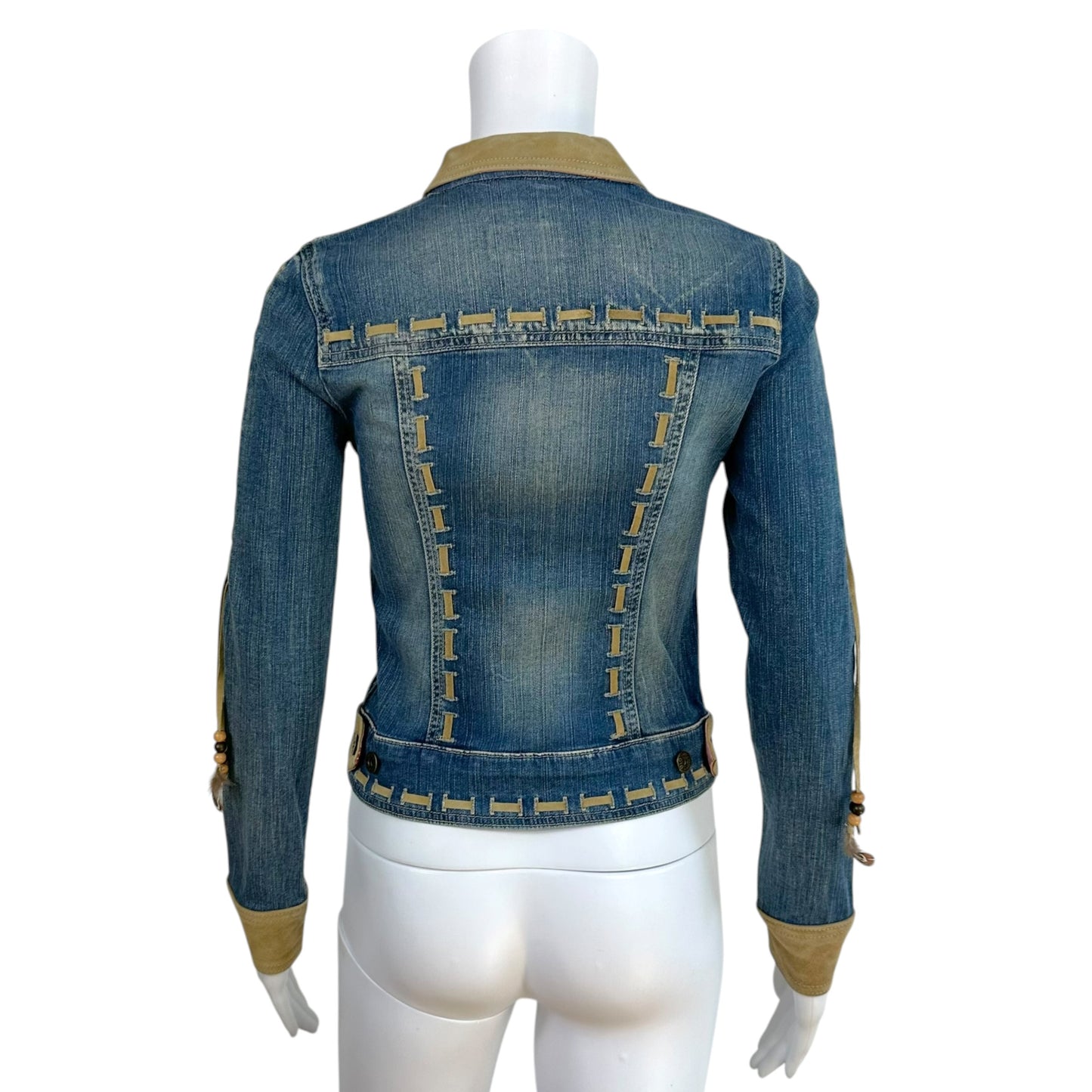 D&G Dolce & Gabbana Denim & Suede Lace-Up Jacket