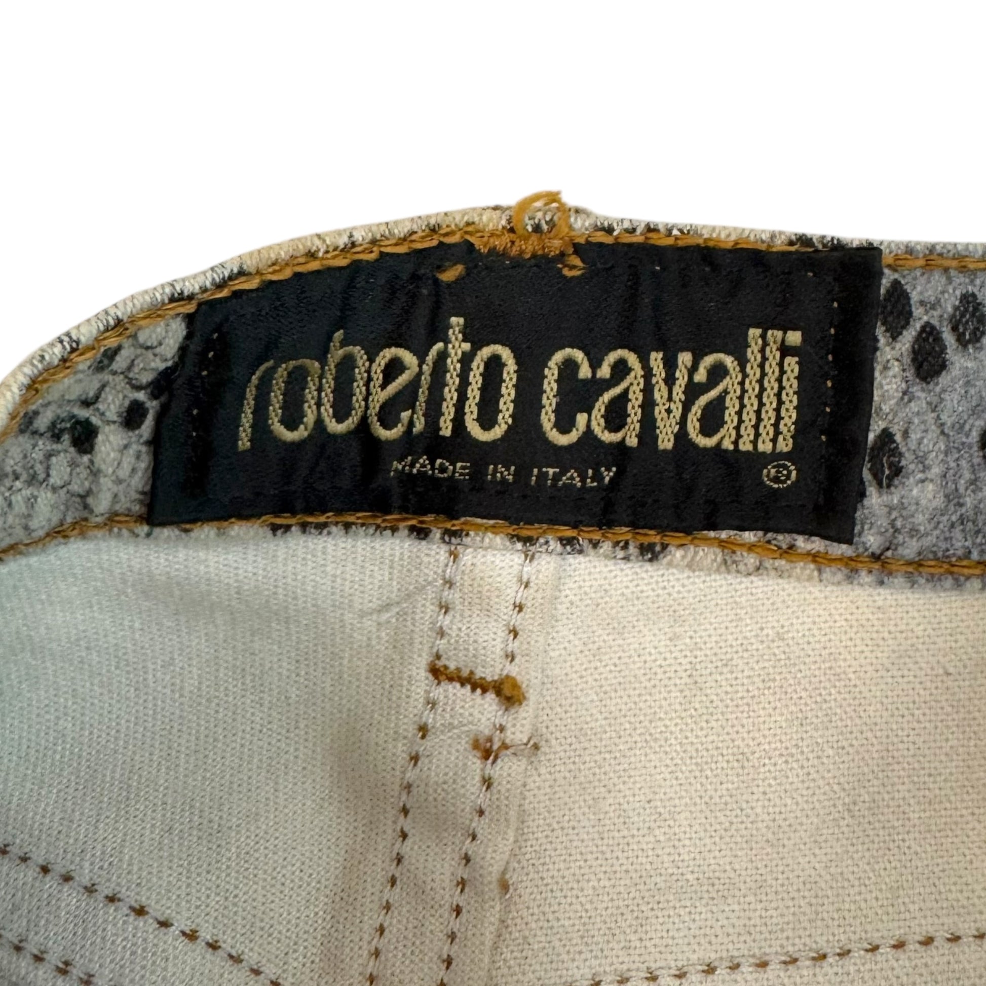 Roberto Cavalli Blue Snakeskin Print Sequin Jeans