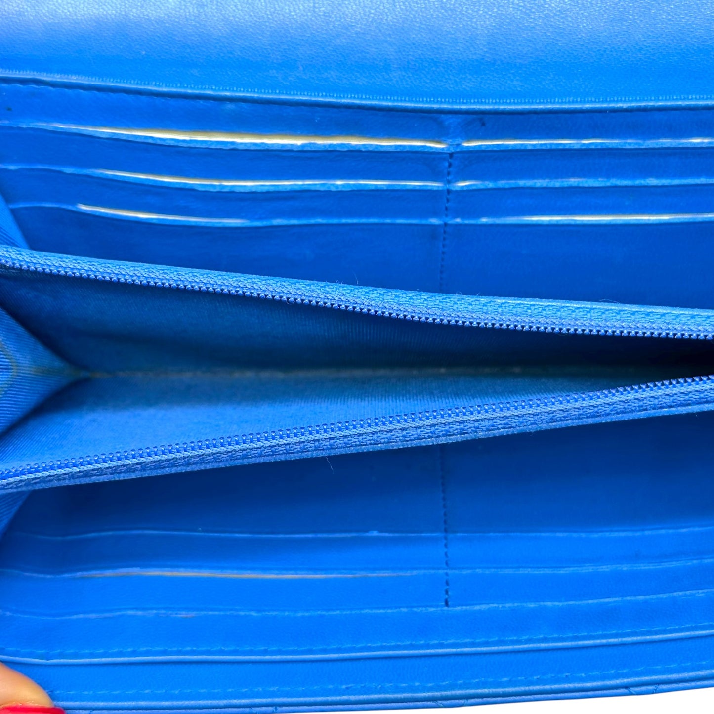Chanel Cobalt Blue Matelasse Lambskin Long Wallet 2016-17