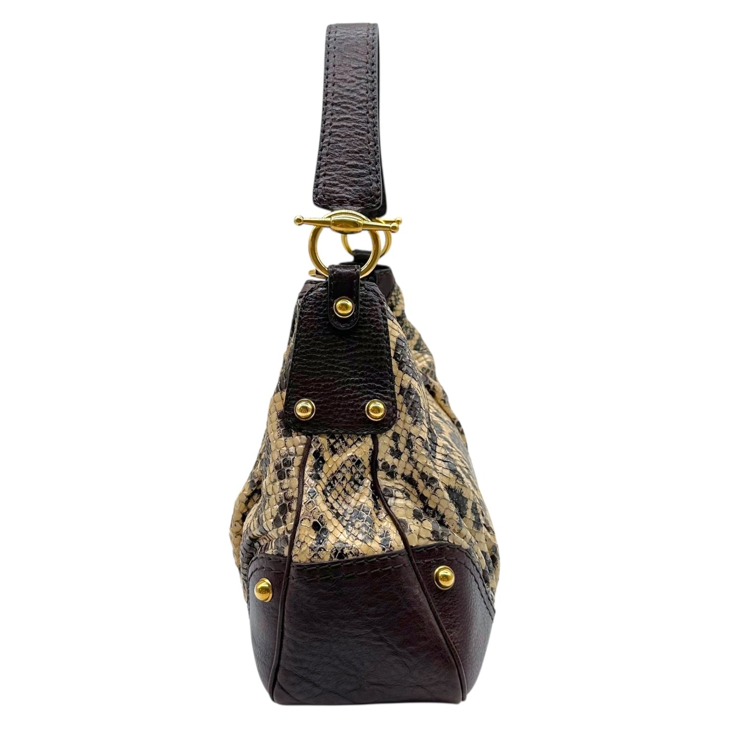 Gucci Brown & Cream Python Shoulder Bag NEW