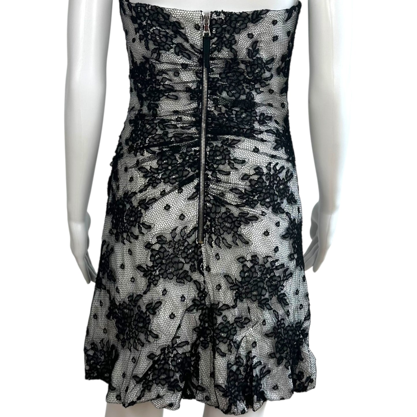 D&G Dolce & Gabbana Black & White Lace Corset Mini Dress