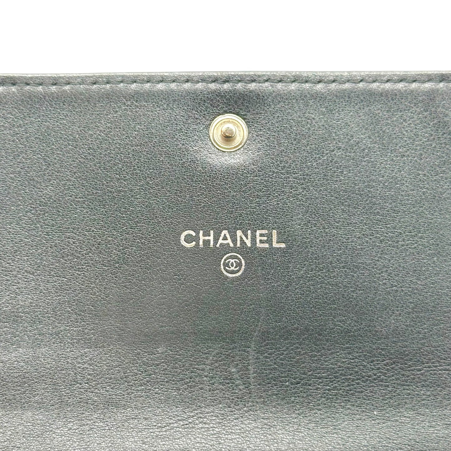Chanel Black Leather Chevron Wallet