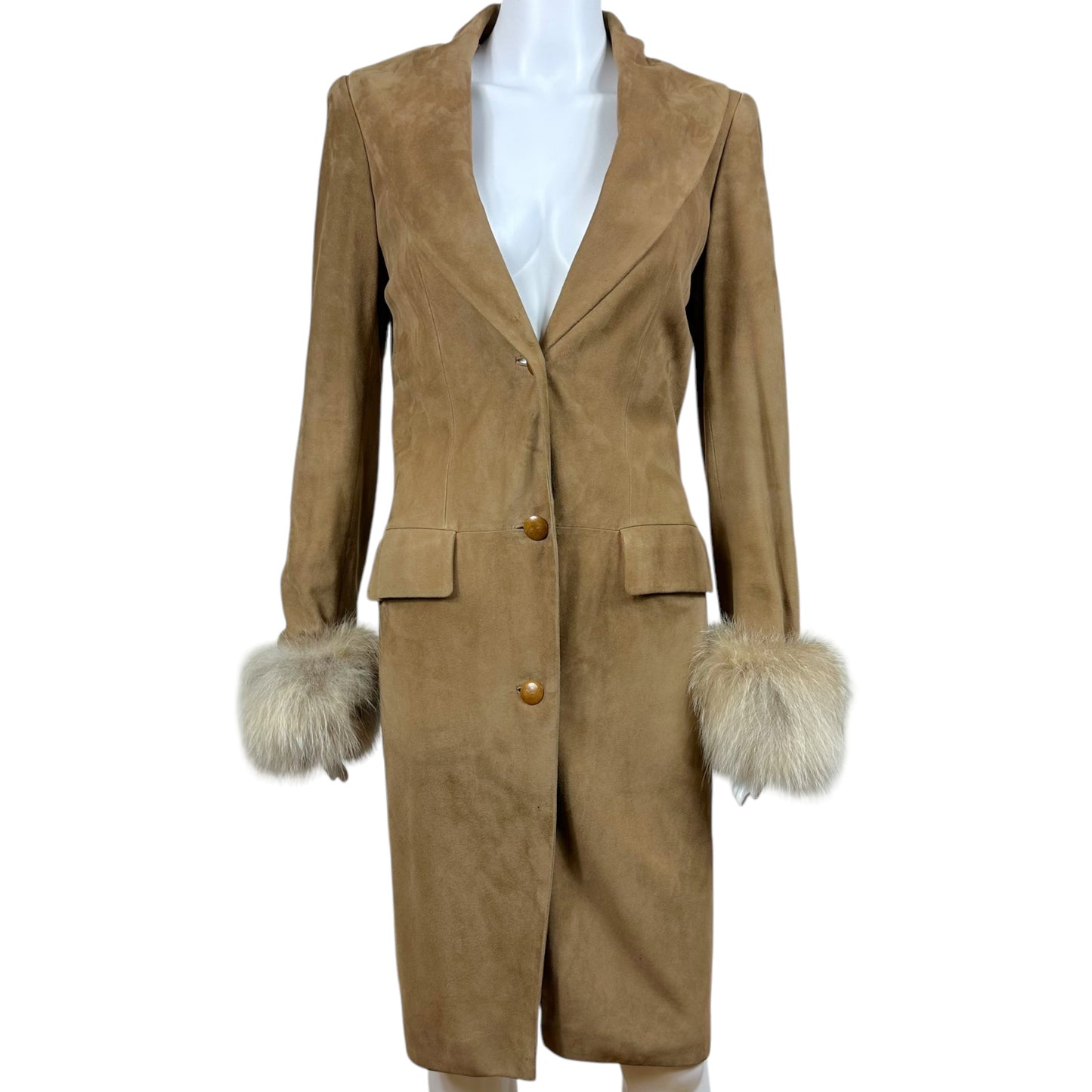 Loewe Fur Cuff Tan Suede Trench Coat - Outfit Repeater