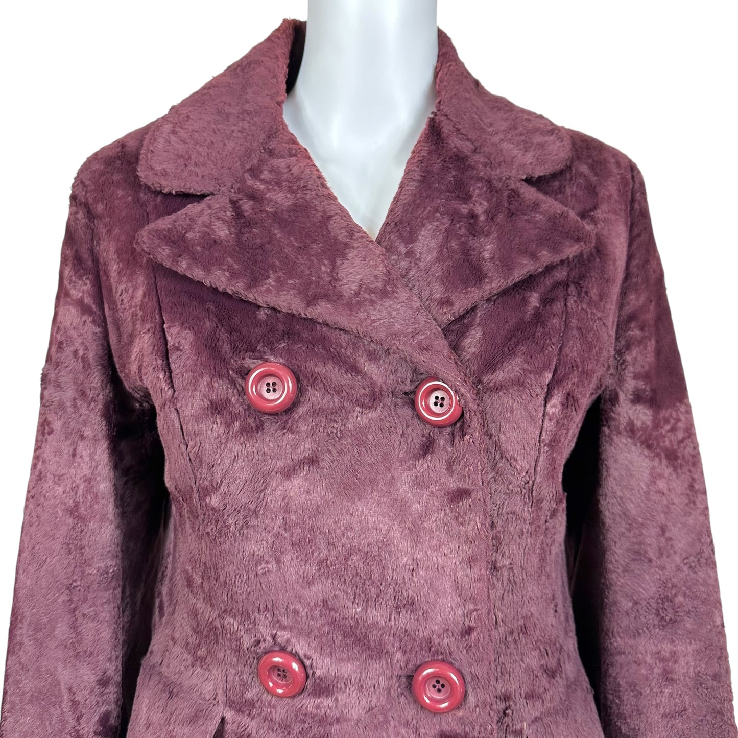 D&G Dolce & Gabbana Burgundy Faux Fur Trench Coat