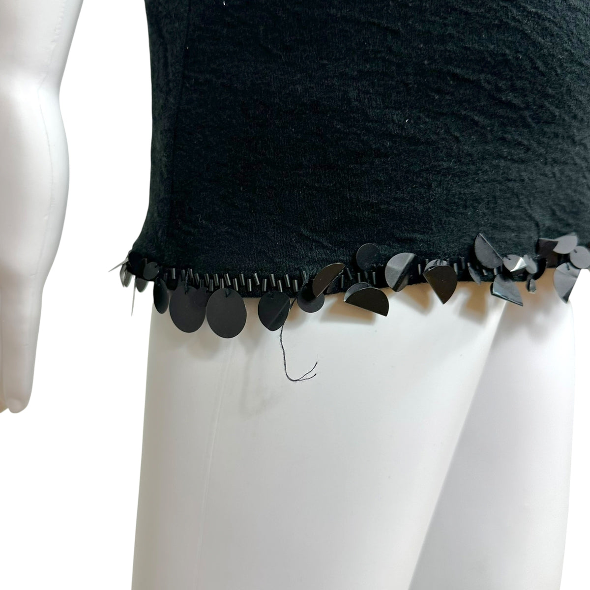 Jean Paul Gaultier Black Knit Tunic Tank Top with Sequin Trim