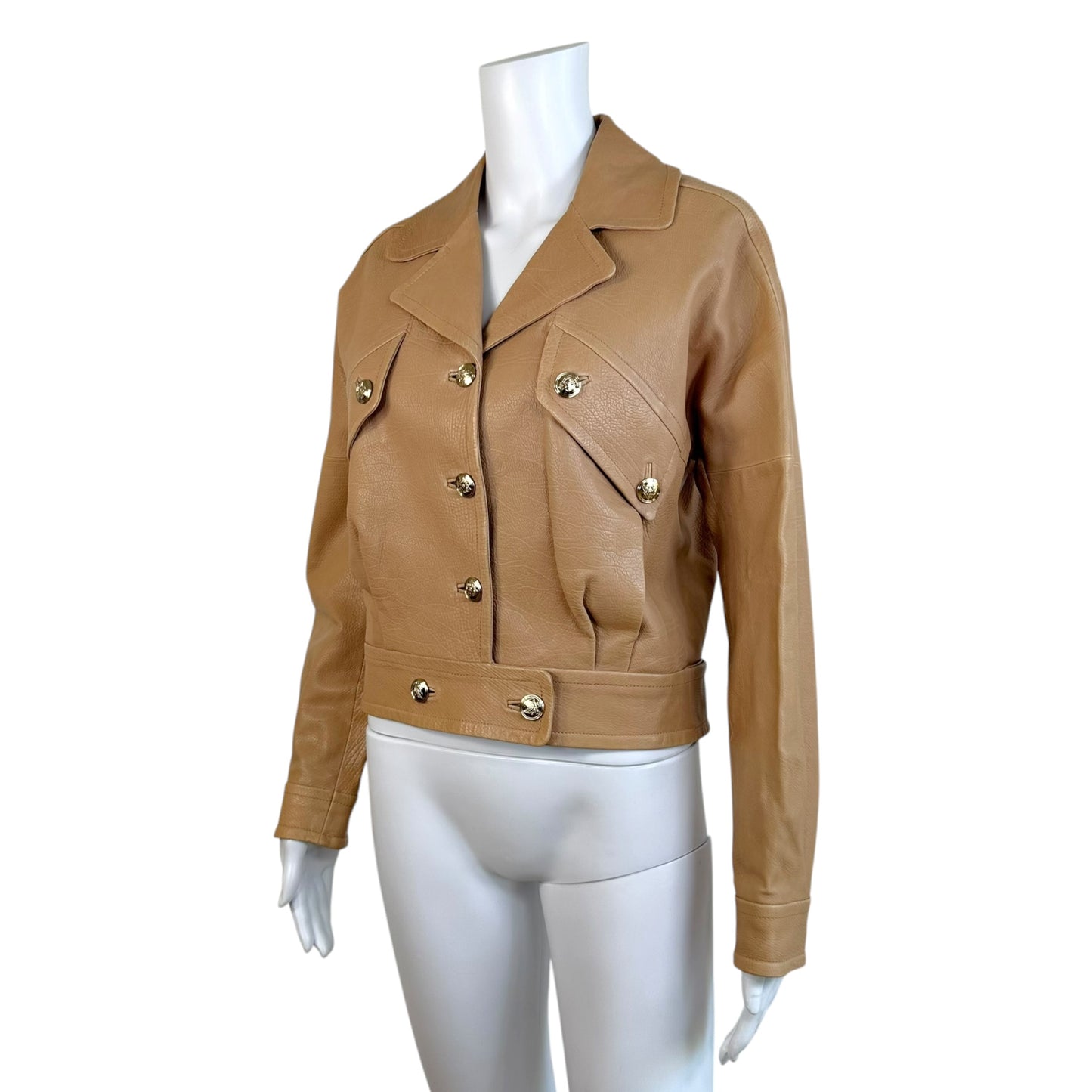 Gucci Beige Leather Cropped Dolman Sleeve Jacket