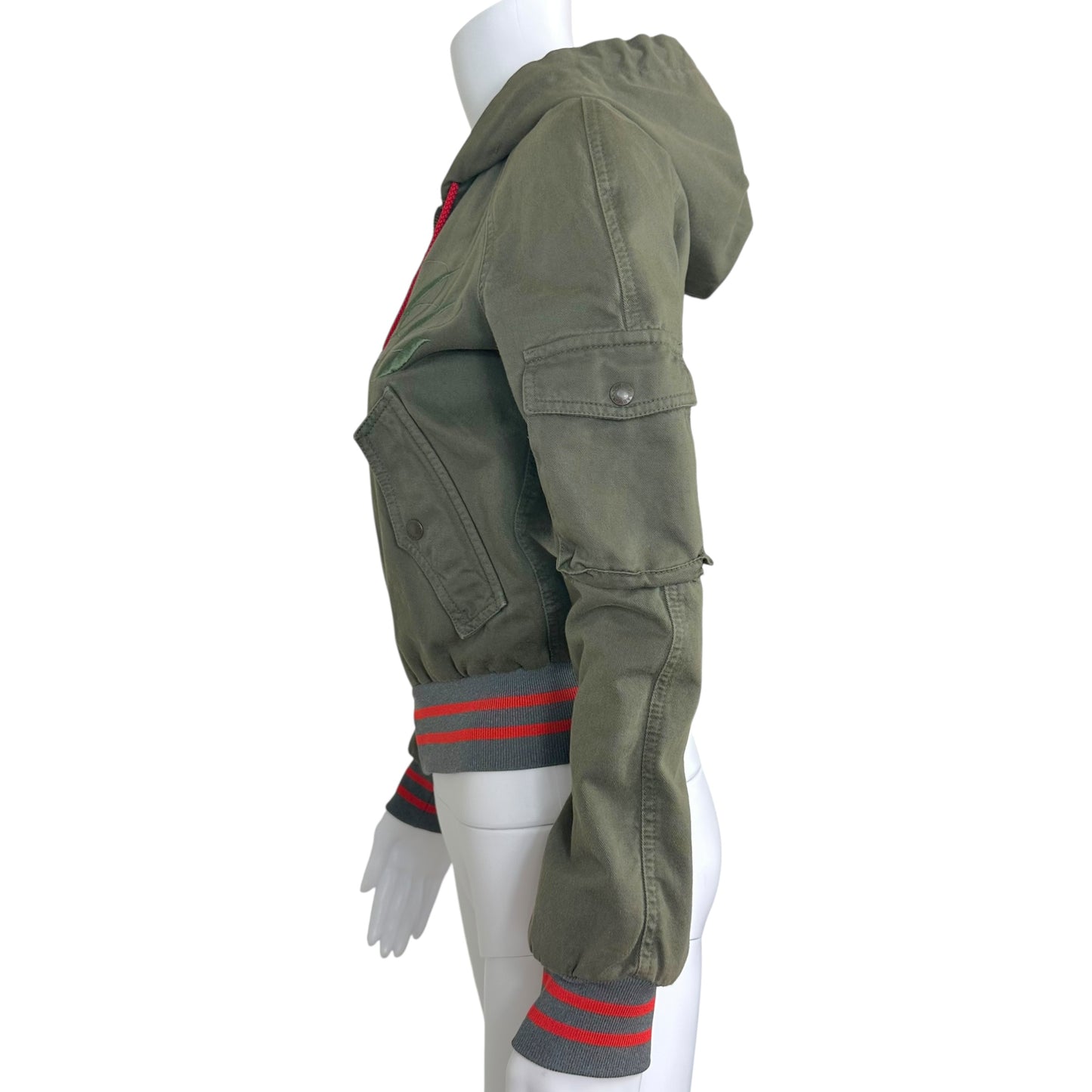 Dolce & Gabbana Silk Lined Khaki Logo Crop Hoodie - Outfit Repeater