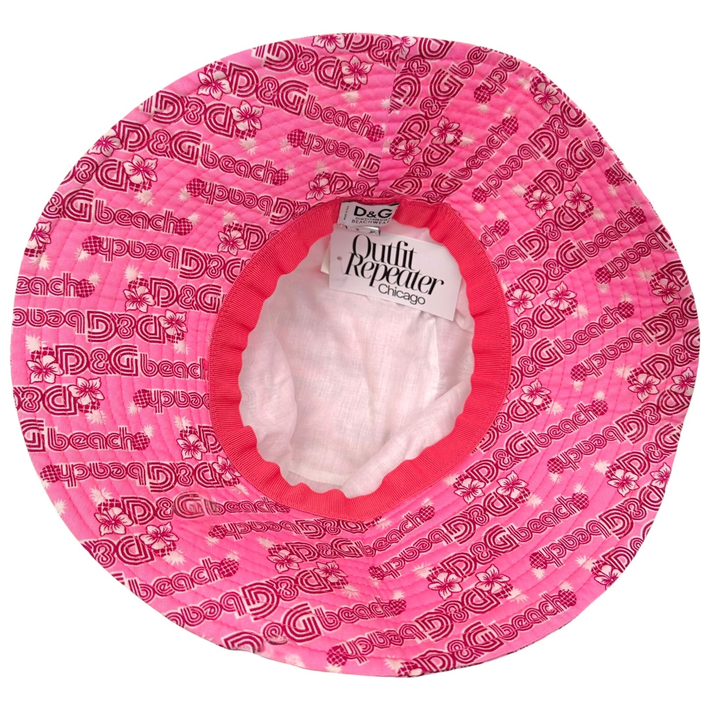 Dolce & Gabbana Pink Logo Print Bucket Hat