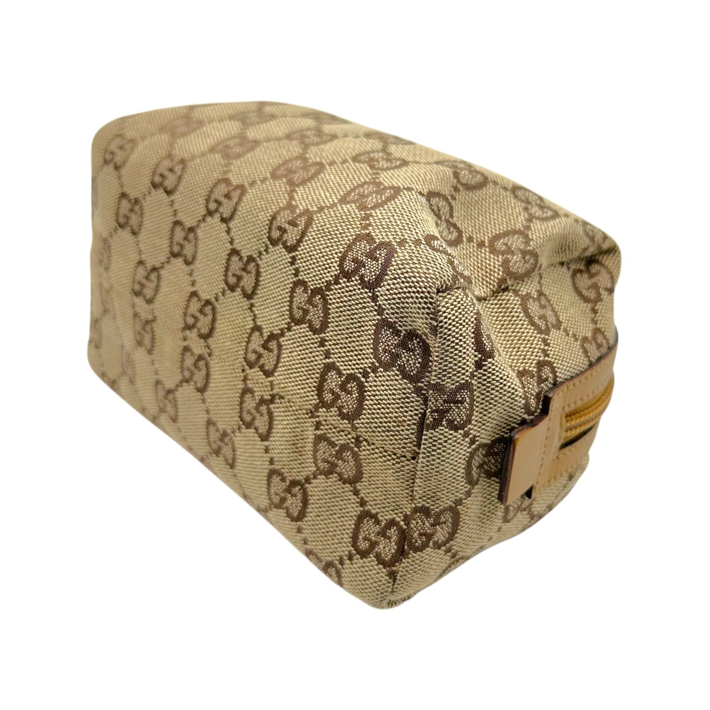 Gucci Tan Monogram Leather Cosmetic Pouch