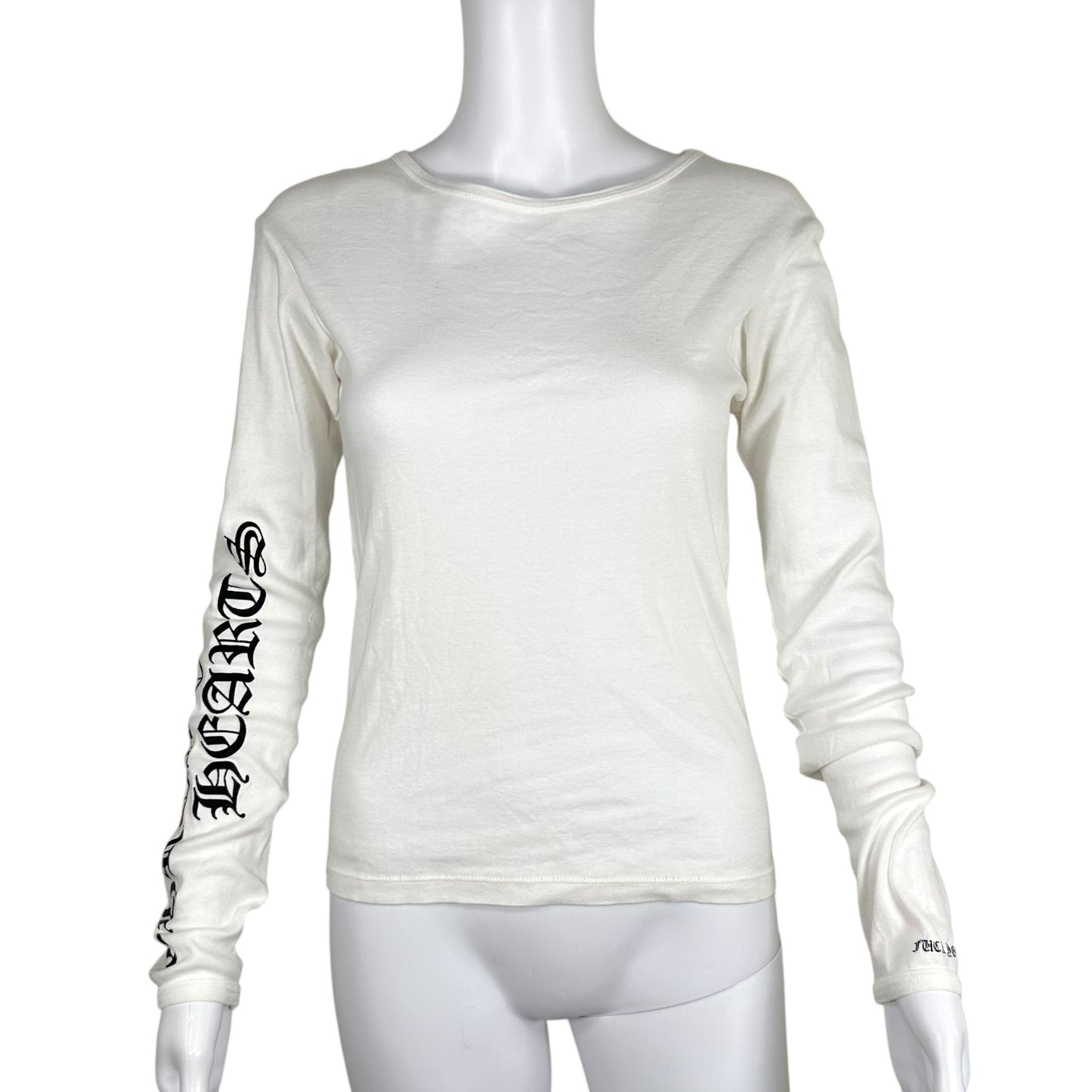 Chrome Hearts Vintage White Logo Print Long Sleeve T-Shirt