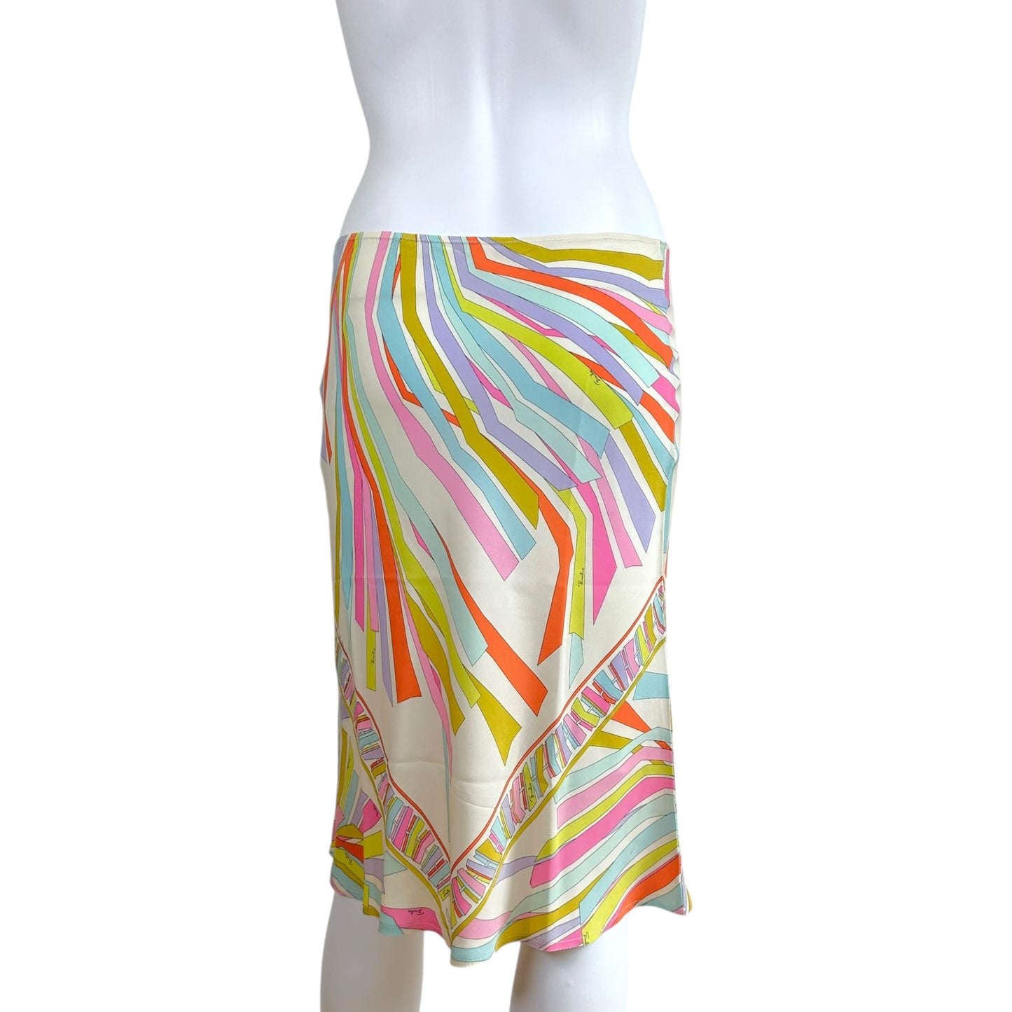 Emilio Pucci Silk Midi Skirt White Pastel Multicolor