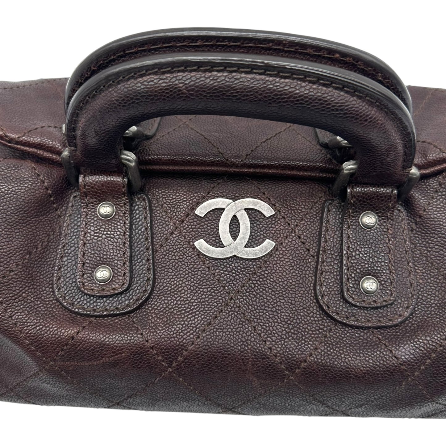 Chanel Brown Caviar Matelasse Bowler Bag 2005-06