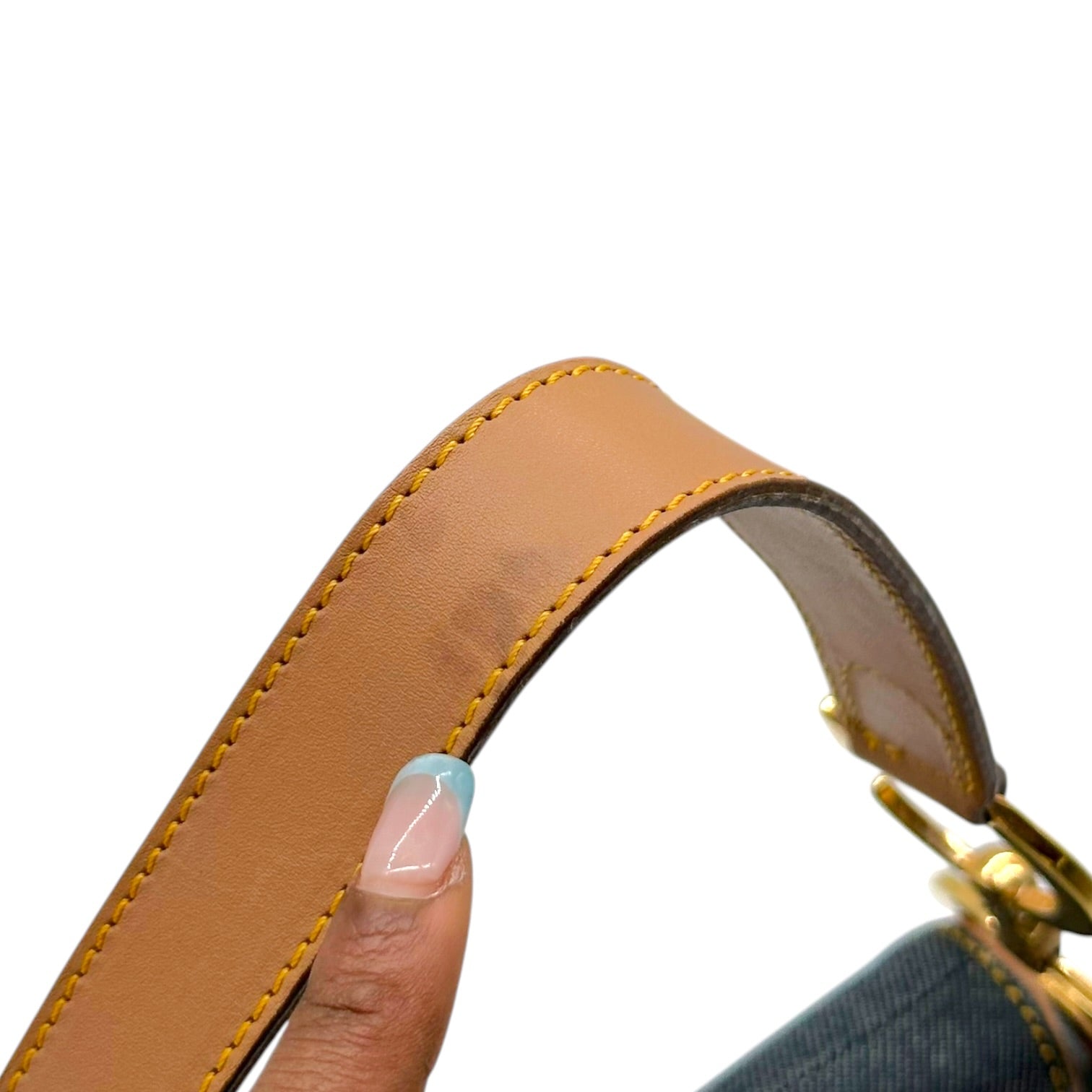 Christian Dior Denim Tan Leather Double Saddle Bag