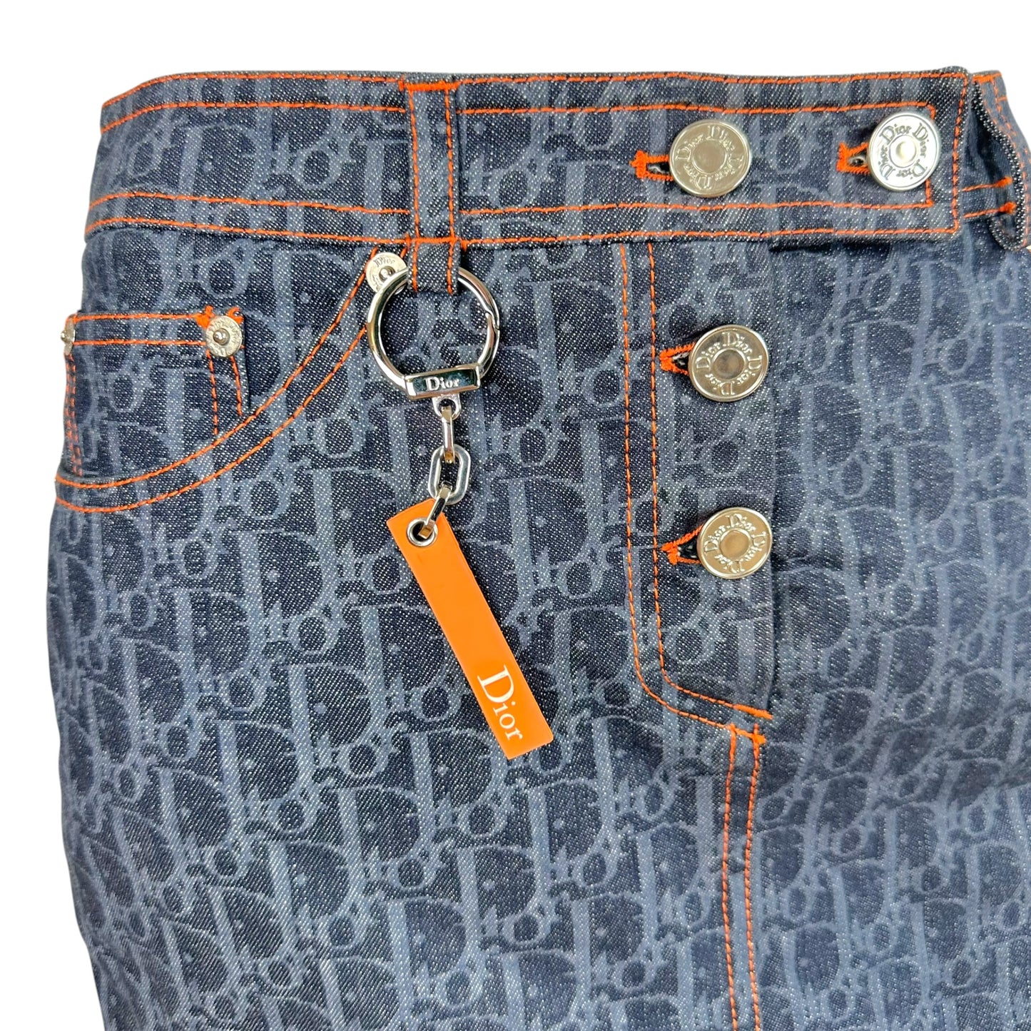 Christian Dior Denim Mini Skirt Trotter Monogram Print