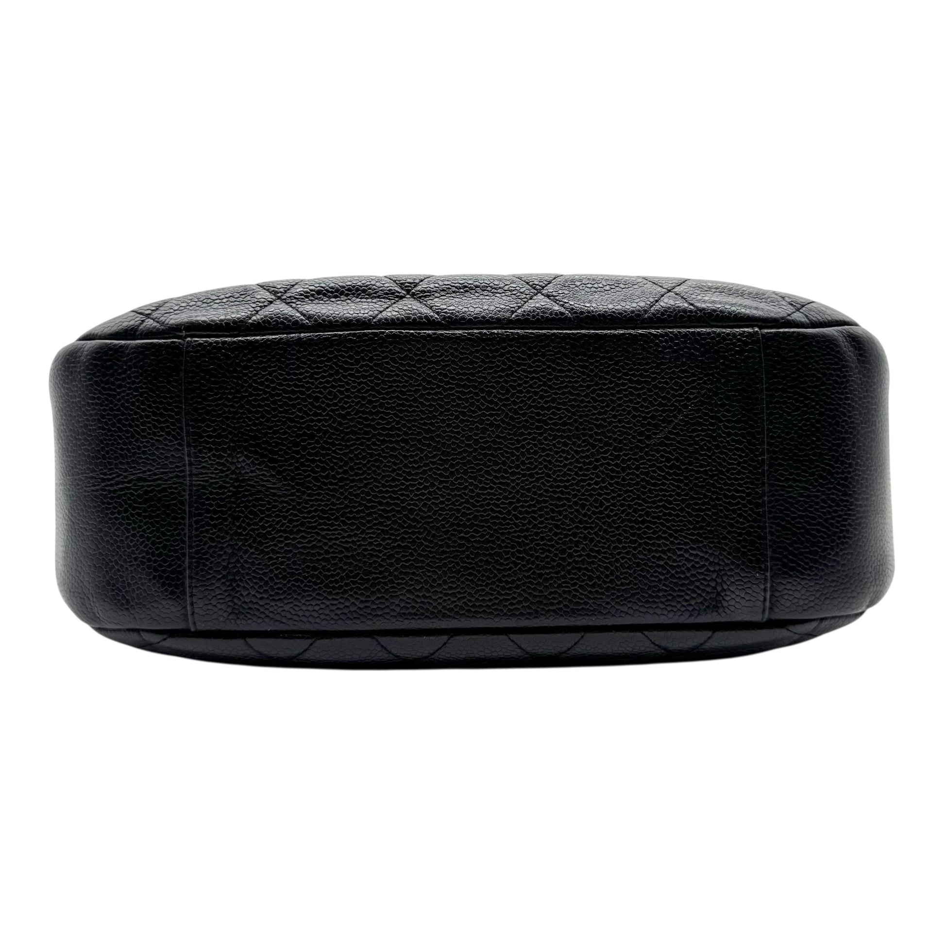 Chanel Black Caviar Leather Matelasse Quilted CC Logo Shoulder Bag 2004-05 - Outfit Repeater