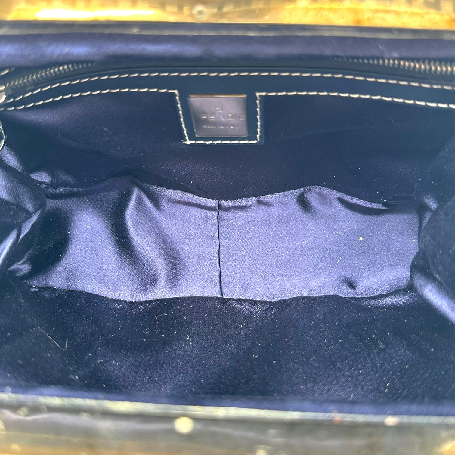 Fendi Navy Zucchino Monogram Kisslock Handbag